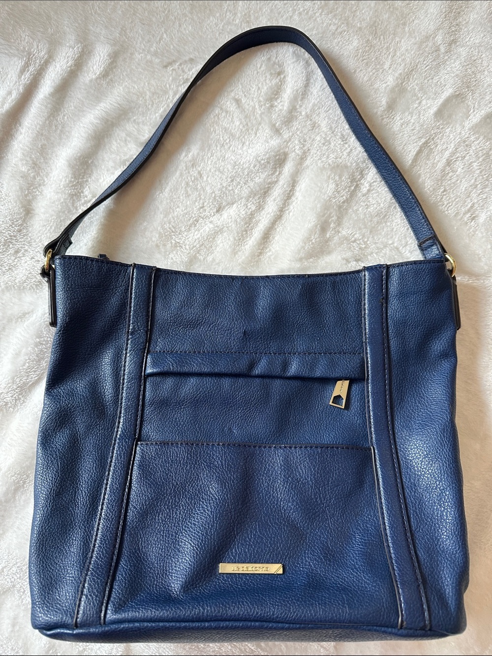 LIZ CLAIBORNE Classic Royal Blue Vegan Shoulder Bag Designer Quality Vintage 💙
